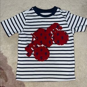Garanimals Navy and White Striped Tee with Red Monster Truck